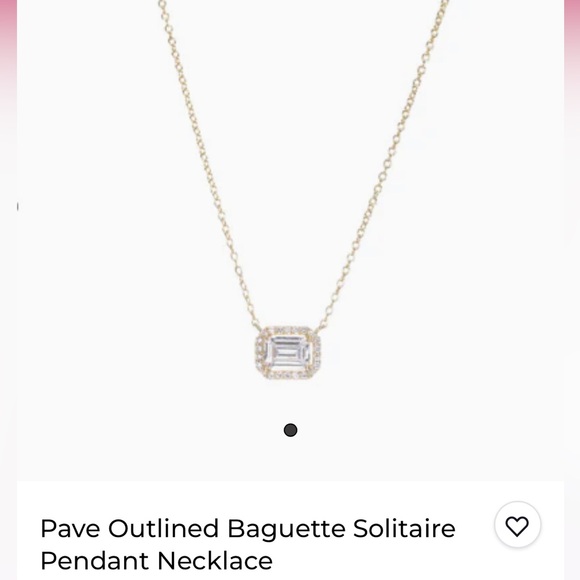 Adina Eden Pave Outlined Baguette Solitaire Pendant Necklace - Picture 1 of 8